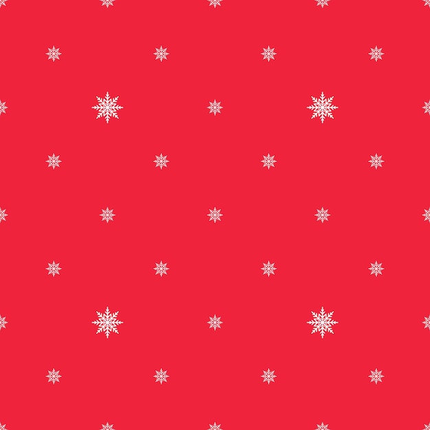 Fondo rojo festivo con un patrón repetitivo de copos de nieve