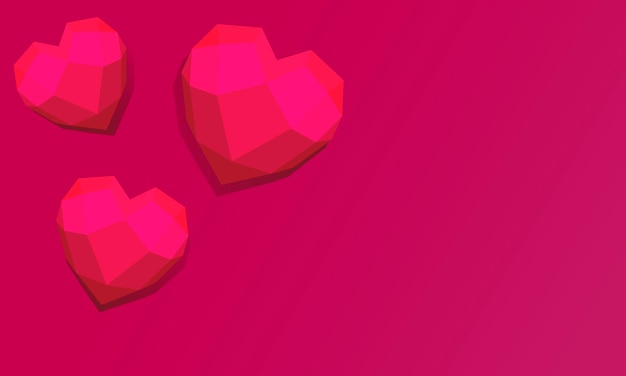 Fondo rojo geométrico corazón rosa