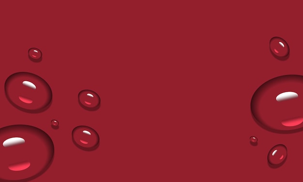 Fondo rojo con gotas transparentes 3D