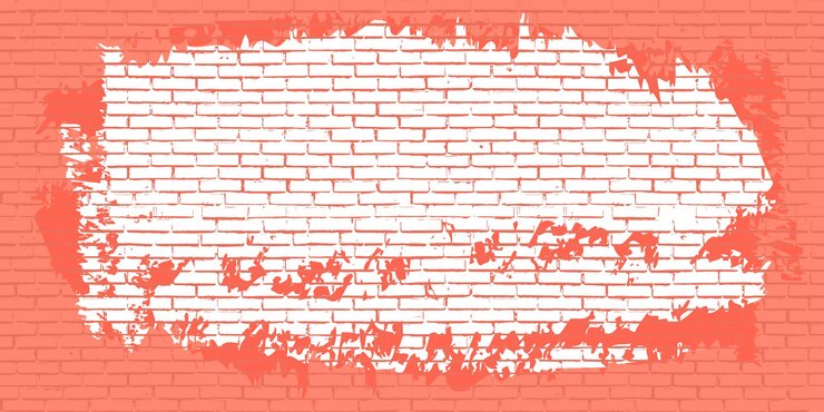 Vector fondo rojo del grunge de la textura de la pared de ladrillo, espacio de la salpicadura de la pintura blanca para el texto, ejemplo inconsútil del contexto del modelo de la fachada del edificio.