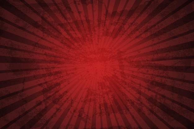 Fondo rojo grunge vintage con ilustración de vector de rayos