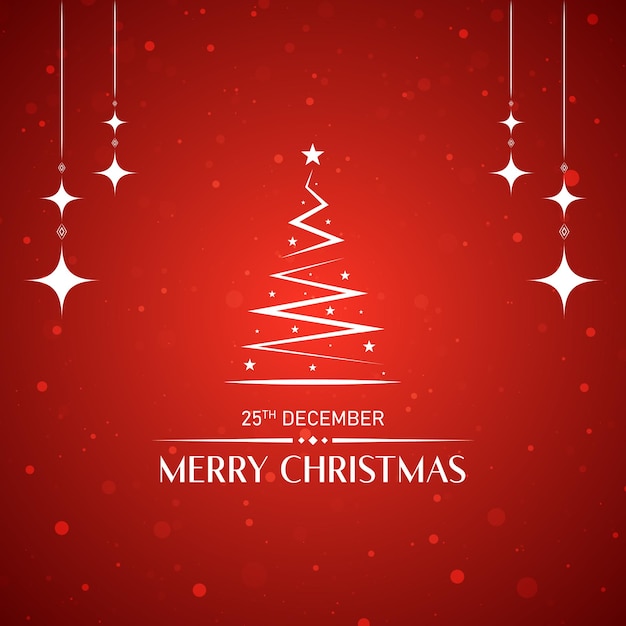 Un fondo rojo con una ilustración vectorial del árbol de Navidad