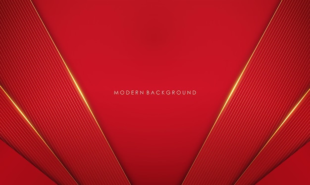Fondo rojo moderno con líneas doradas