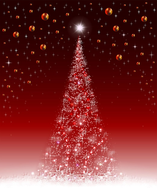 Fondo rojo de Navidad con abeto