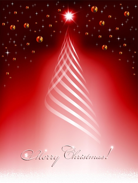Fondo rojo de Navidad con abeto