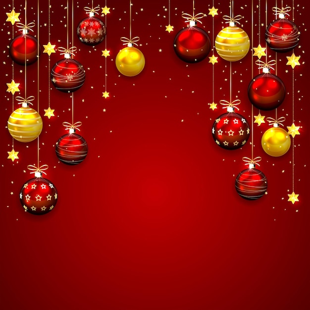 Vector fondo rojo de la navidad con las chucherías