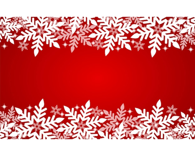 Fondo rojo de navidad con copos de nieve