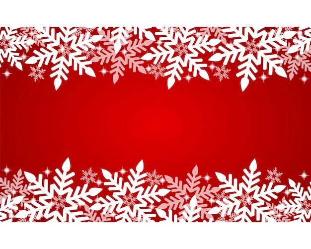 Fondo rojo de navidad con copos de nieve