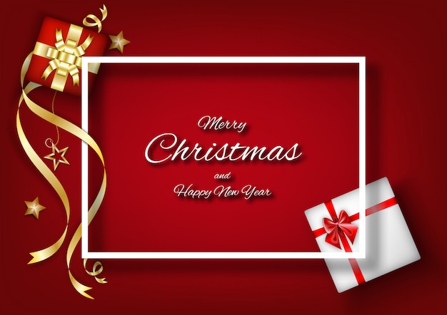 Fondo rojo de Navidad con decoración de marco