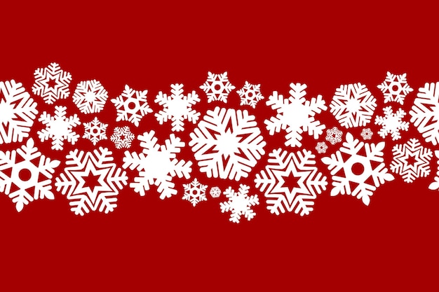 Fondo rojo de Navidad con ilustración blanca de copos de nieve