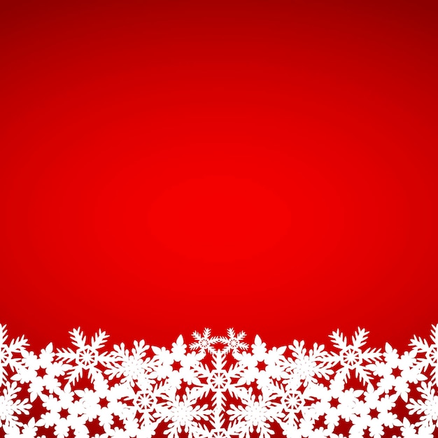 Fondo rojo de navidad con ilustración blanca de copos de nieve