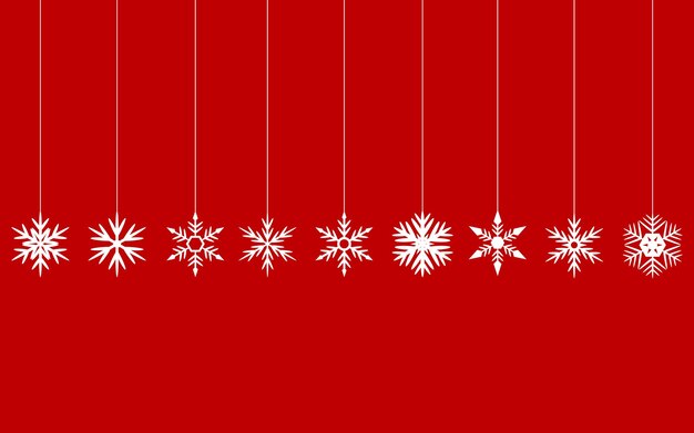 Fondo rojo de Navidad con ilustración de vector de copos de nieve