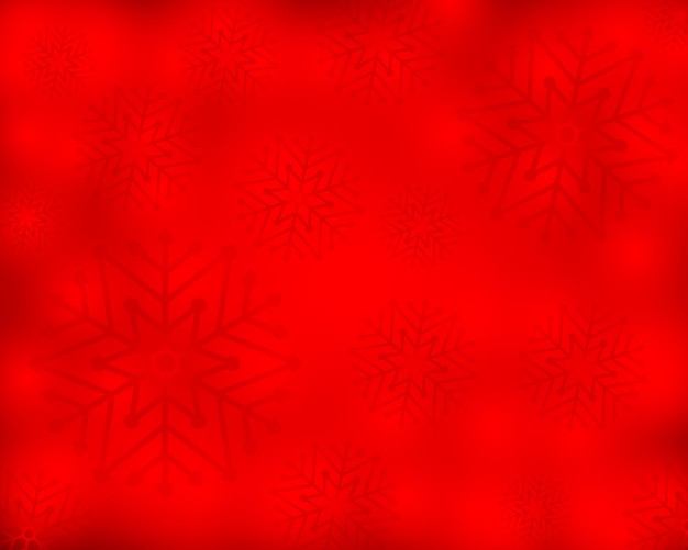 Fondo rojo de Navidad con ilustración de vector de copos de nieve