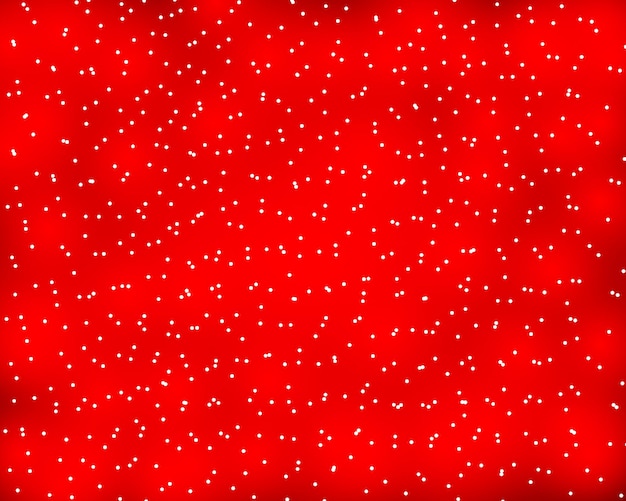 Fondo rojo de Navidad con ilustración de vector de copos de nieve