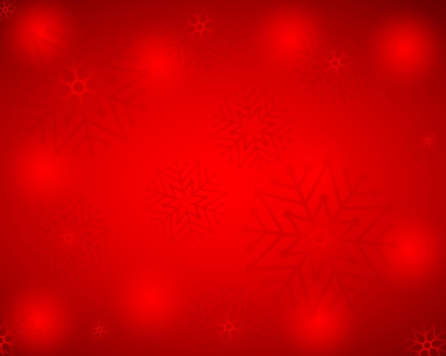 Fondo rojo de Navidad con ilustración de vector de copos de nieve
