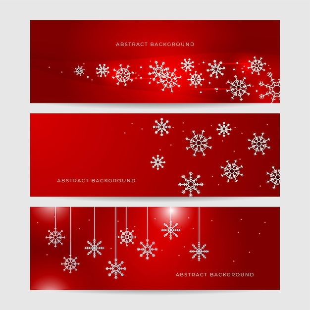 Fondo rojo de Navidad con nieve y copo de nieve Tarjeta de Navidad con ilustración de vector de borde de copo de nieve