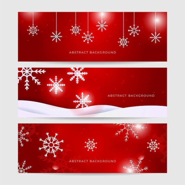 Fondo rojo de Navidad con nieve y copo de nieve Tarjeta de Navidad con ilustración de vector de borde de copo de nieve