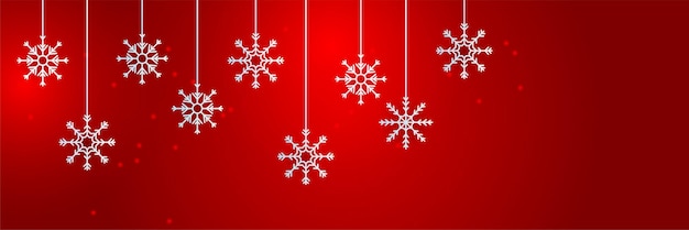 Fondo rojo de Navidad con nieve y copo de nieve Tarjeta de Navidad con ilustración de vector de borde de copo de nieve