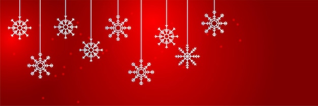 Fondo rojo de navidad con nieve y copo de nieve tarjeta de navidad con ilustración de vector de borde de copo de nieve