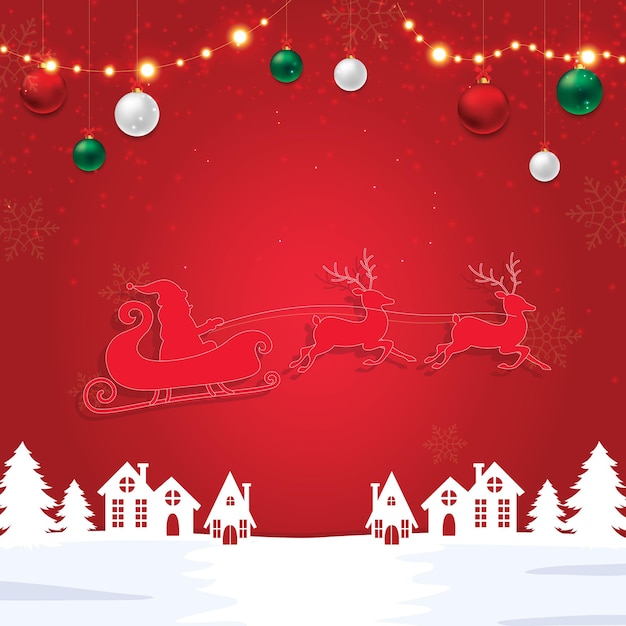 Un fondo rojo y nieve un fondo de feliz Navidad