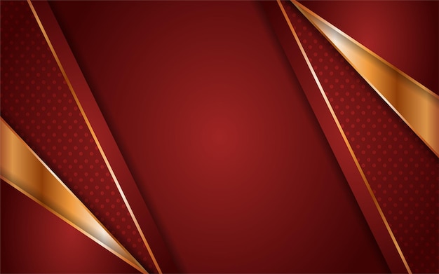 Fondo rojo oscuro abstracto con capa superpuesta y líneas doradas