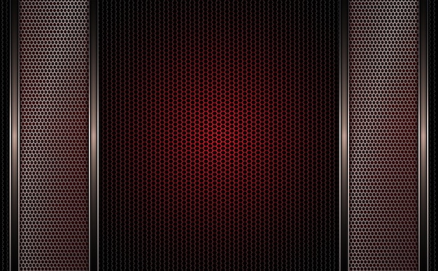 Fondo rojo oscuro geométrico con dos marcos de metal con ribete