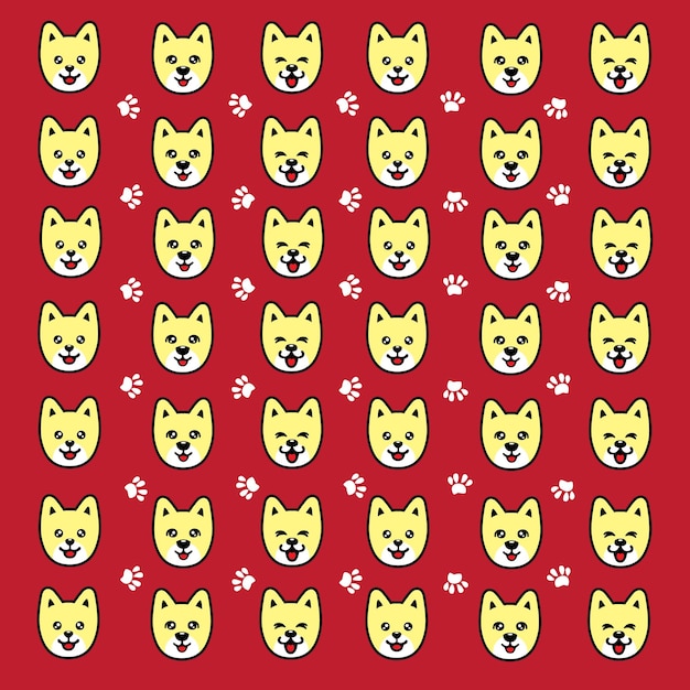 Un fondo rojo con un patrón de perros y huellas de patas.