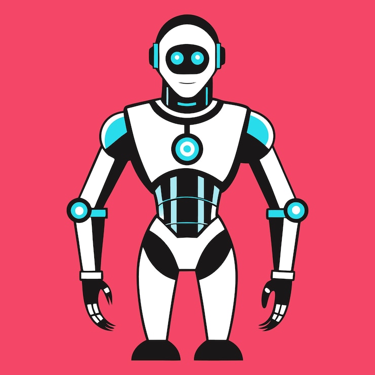 Vector un fondo rojo con robots y robot en él