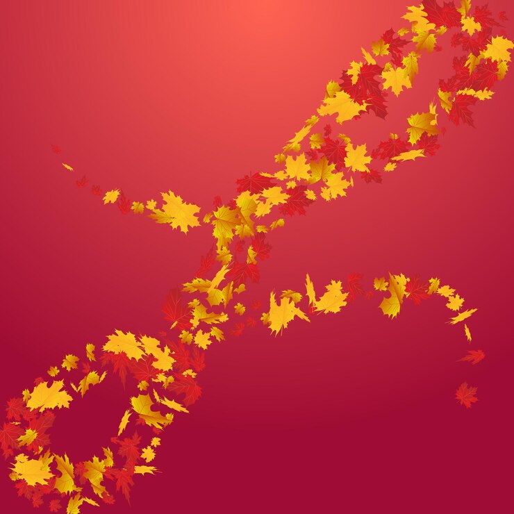 Vector fondo rojo del vector floral colorido. fondo de pantalla de textura de follaje. ilustración de hojas de naranja hacia abajo. diseño abstracto.