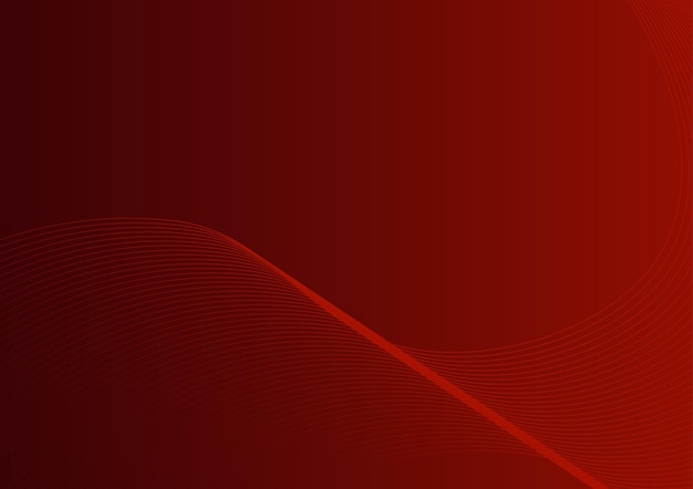 Fondo rojo vectorial abstracto con ondas rojas dinámicas ines y partículas
