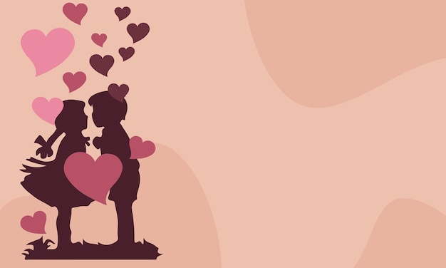 Vector fondo romántico con niños