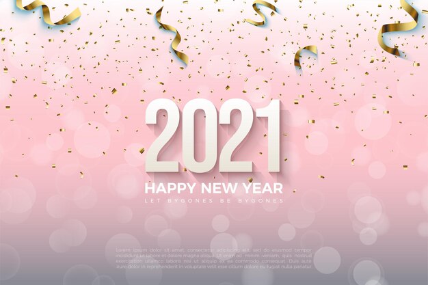 Fondo rosa 2021 Feliz año nuevo con efecto gota de agua