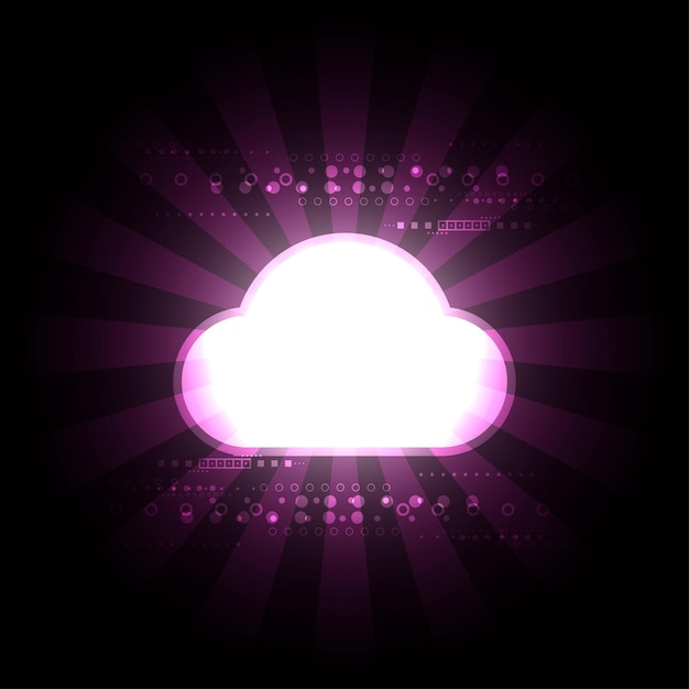 Fondo rosa abstracto con forma de nube y luces de rayos de sol para tecnología inalámbrica digital