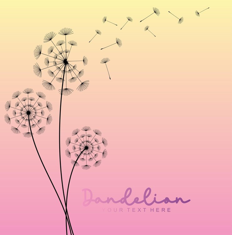 Vector un fondo rosa y amarillo con la palabra diente de león en él