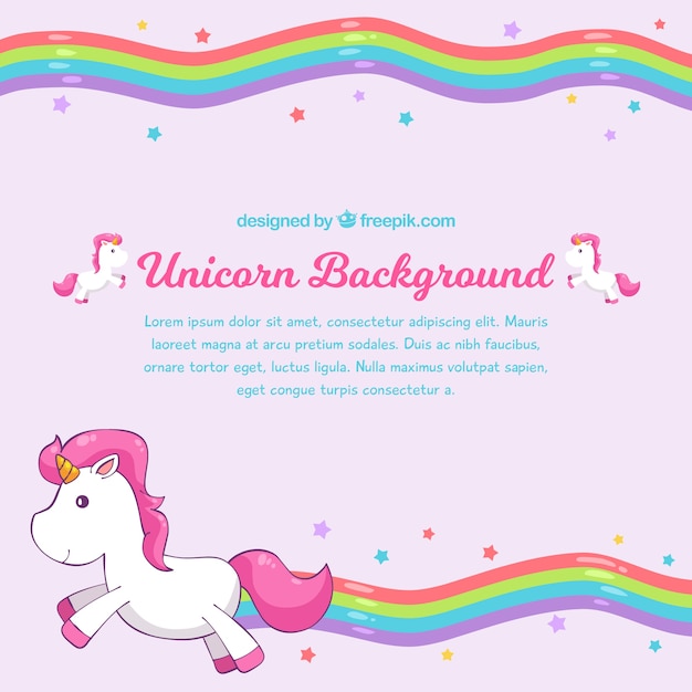 Vector fondo rosa de arcoiris con unicornio