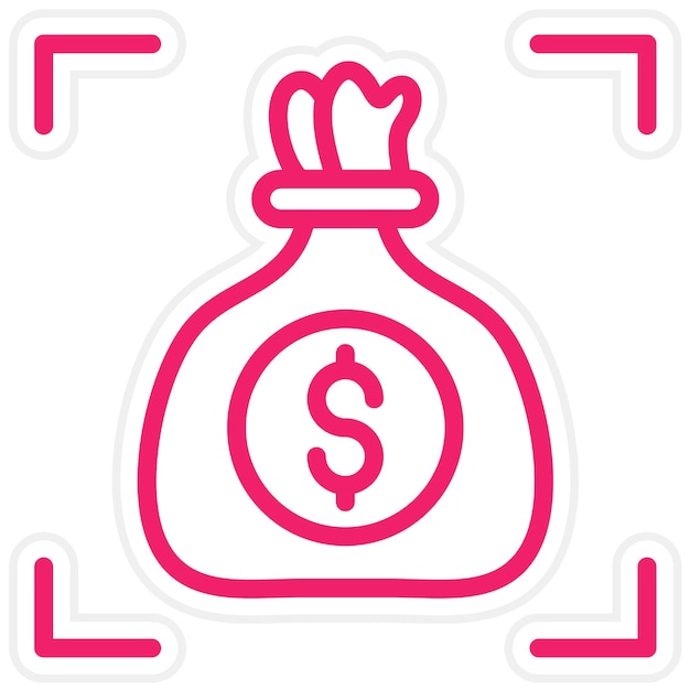 fondo rosa y blanco con una bolsa rosa de dinero y un signo de dólar