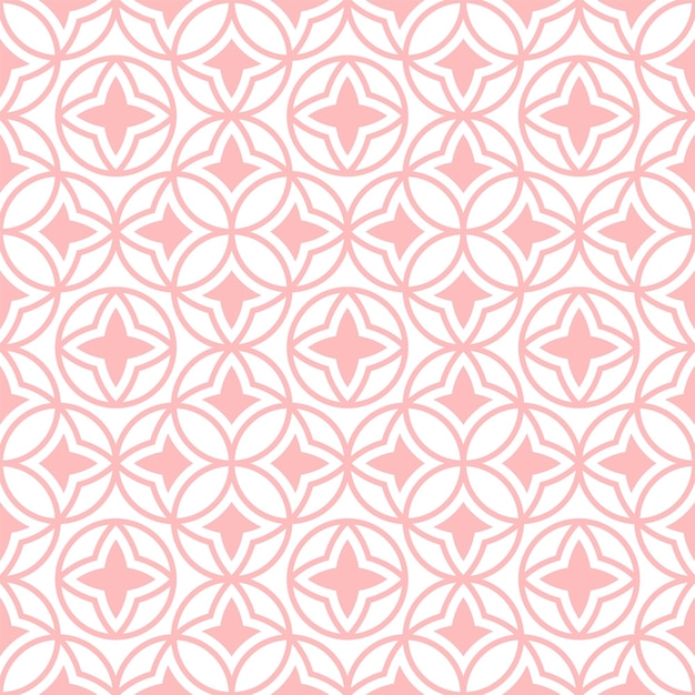 Un fondo rosa y blanco con un patrón de estrellas y círculos.