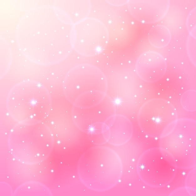 Vector fondo rosa brillante con estrellas y luces borrosas ilustración