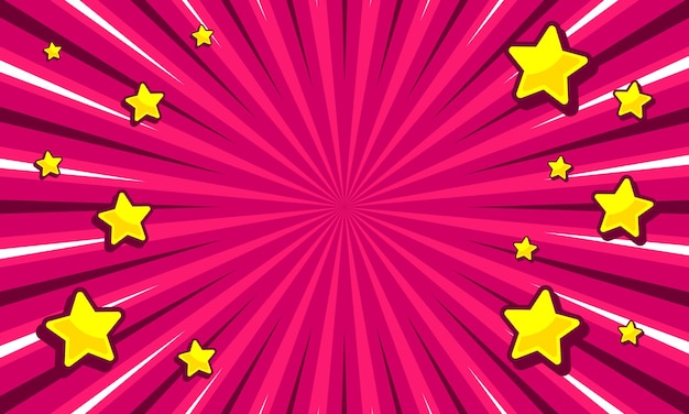 Fondo rosa cómico con ilustración de estrella