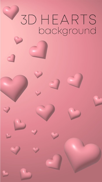 Fondo rosa corazones 3d arte