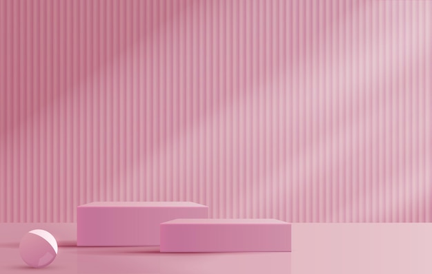 Fondo rosa cosmético y podio premium para presentación de marca de producto.