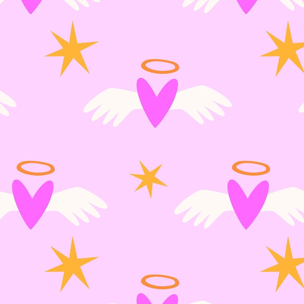 un fondo rosa con estrellas y una estrella dorada