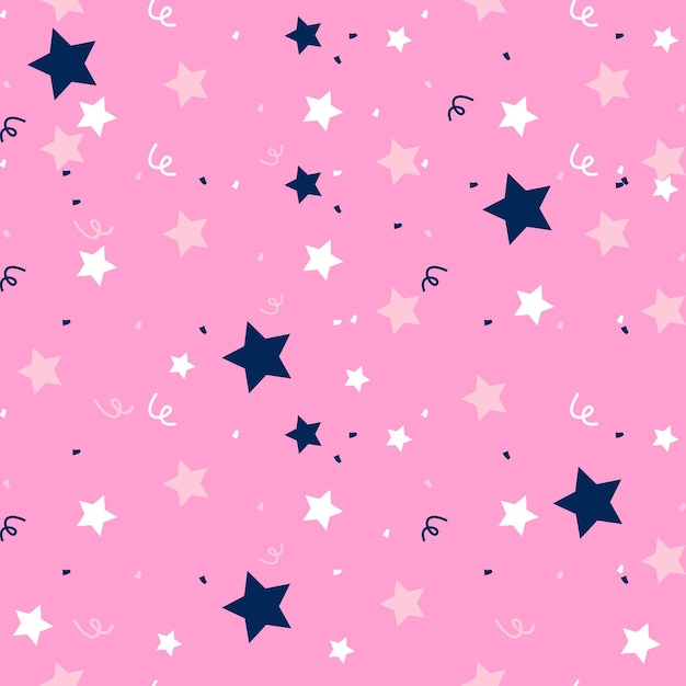 Fondo rosa con estrellas oscuras y claras dispersas en un patrón sin costuras