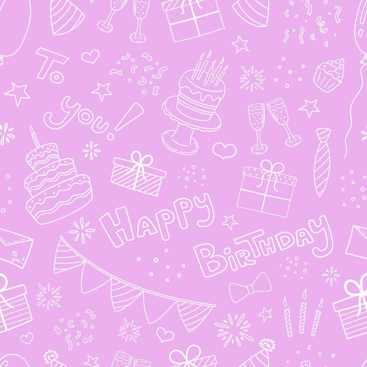 Fondo rosa con feliz cumpleaños escrito en blanco.