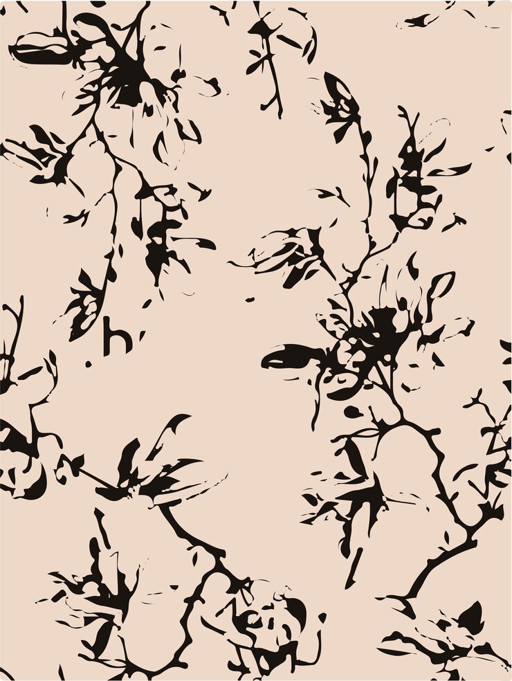 un fondo rosa con flores negras y blancas