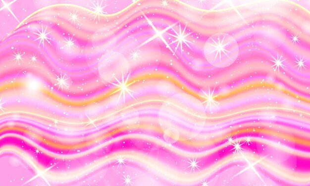 Fondo rosa fluido. estrellas holográficas.