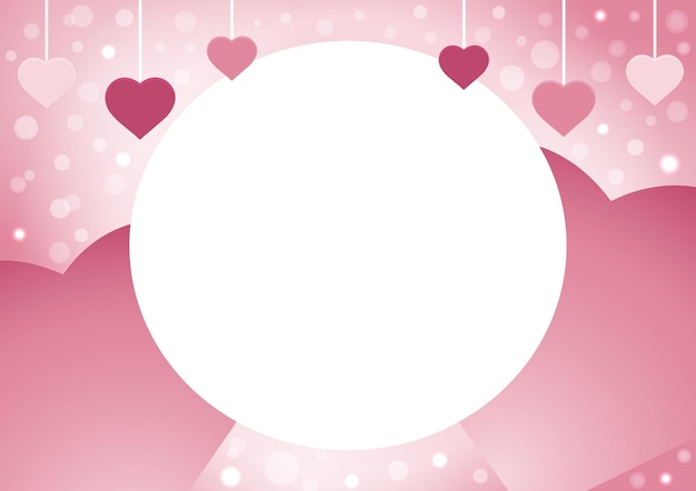 fondo rosa con forma de corazón y bokeh ilustración vectorial plantilla de concepto del día de San Valentín