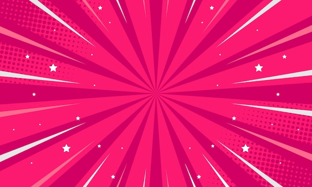 Fondo rosa de historieta cómica con estrella