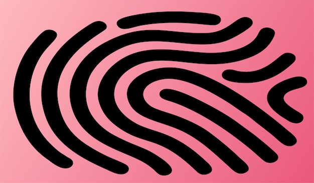 Un fondo rosa con una huella dactilar negra.