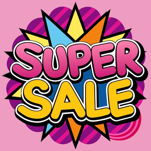 un fondo rosa con un letrero de super venta en él